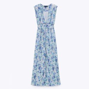 Zara Blue Floral Midi Dress